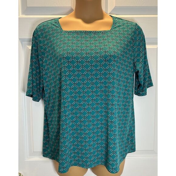 East 5TH Women's  Size XL Green Black White Short Sleeve - Picture 1 of 3